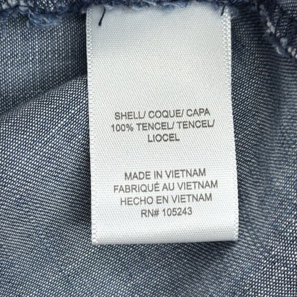 Bobeau Blue Denim Top with Frayed Sleeves - Picture 5 of 8